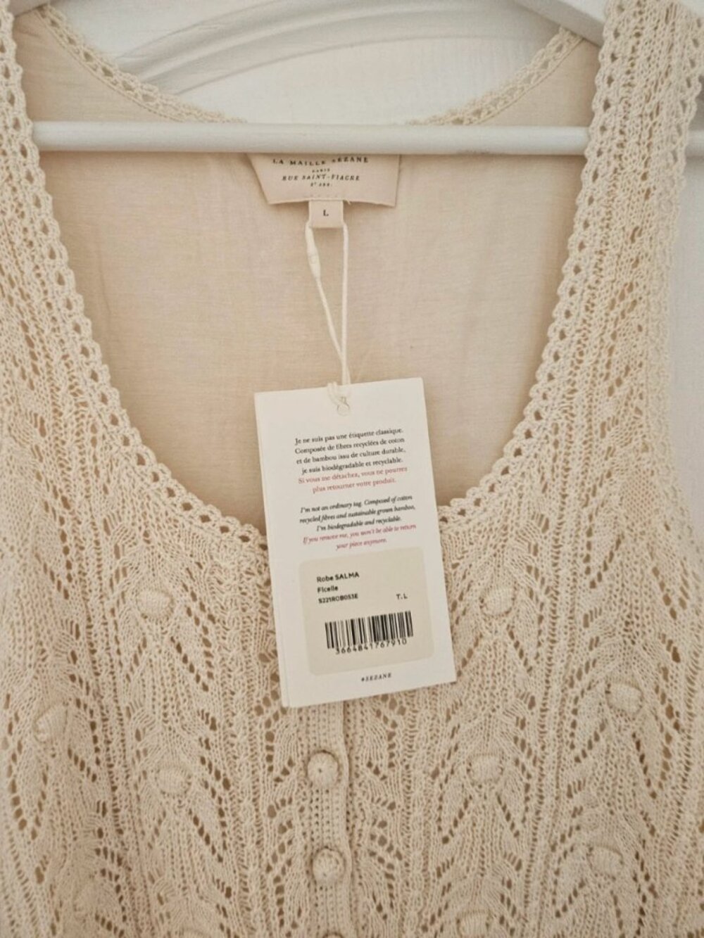 Sezane Crochet Knit Maxi Dress Women's L - Picture 3 of 3
